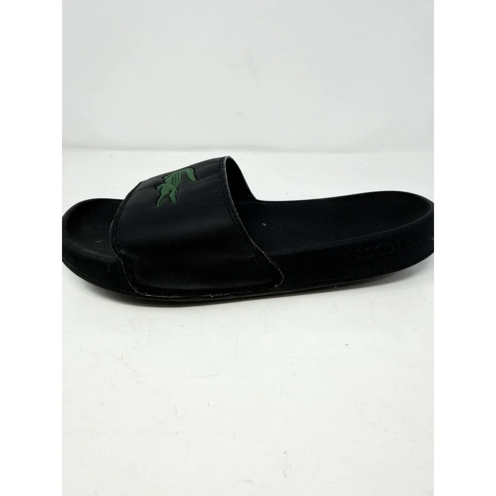 Lacoste Slide Sandals Mens Black Green Crocodile Logo Sporty Casual Shoes SZ 7